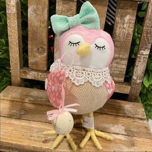 Easter Female Felt Bird with Bow holding  Egg On String